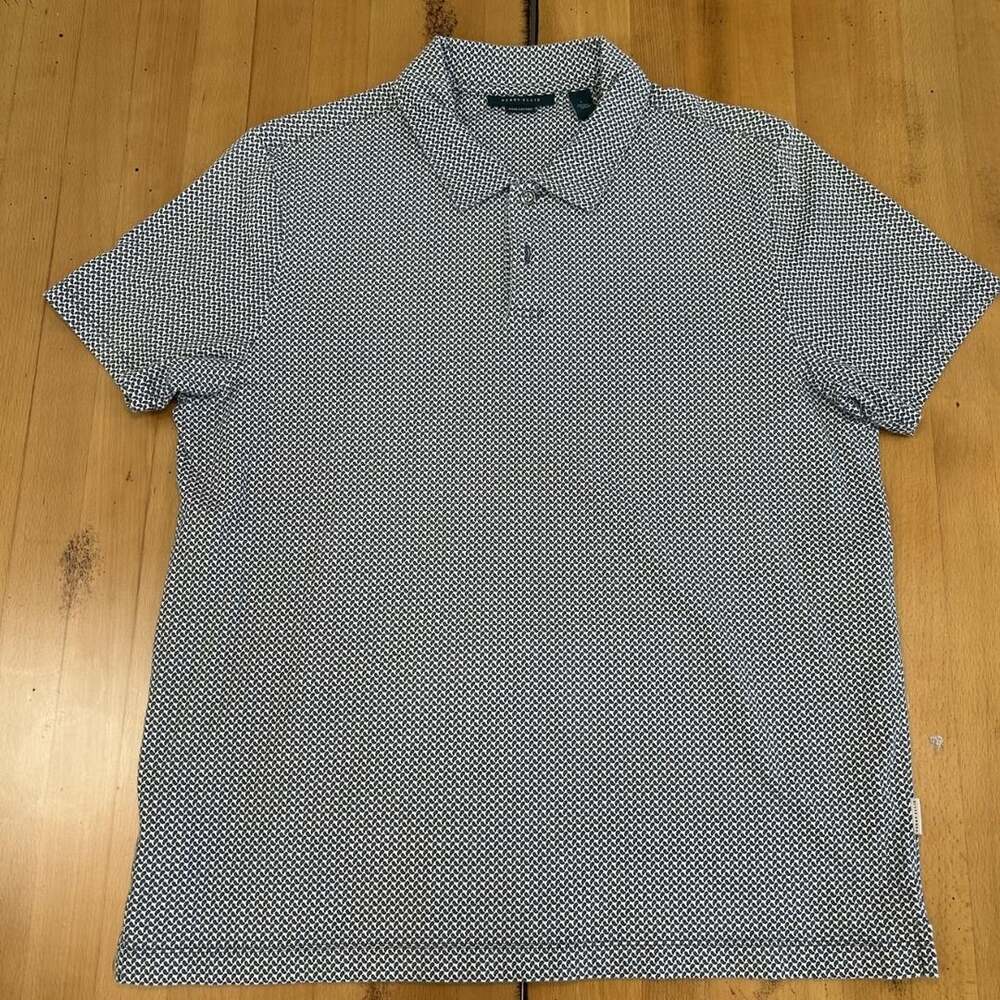 Perry Ellis Pima Cotton Polo Size L Gray Patterned Short Sleeve